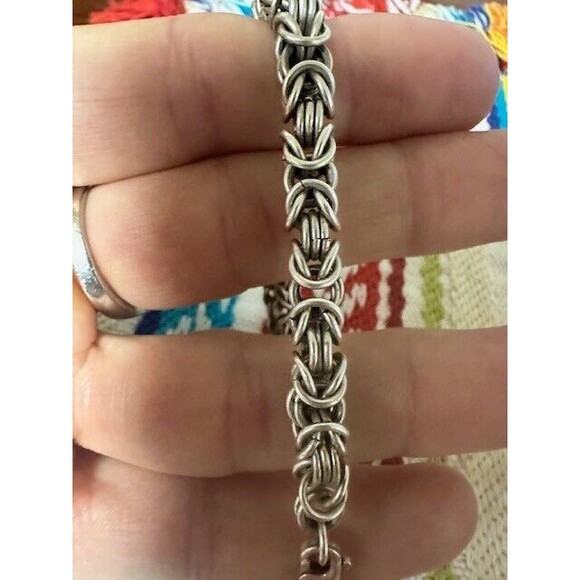 Vintage Handmade Sterling Silver Bracelet Link Chain 7.5" 25 gm 925 - Picture 7 of 7